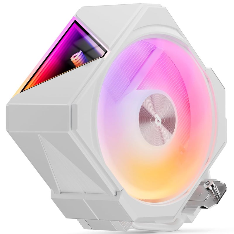 upHere up1 Elite CPU Cooler - 4 Heat Pipes,Infinity ARGB Mirror Top,Quick-Release Fans, Intel LGA1851/1700 & AMD AM5/AM4 Support,Independent Air Duct,1650RPM 68CFM Fan, White,up1 Elite TC4C - Image 1